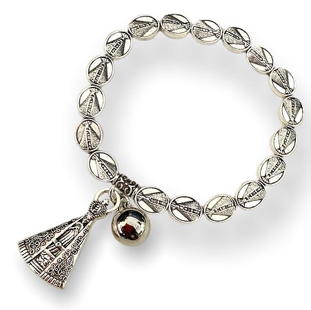 Pulseira Medalha de Nossa Senhora Aparecida Prateada