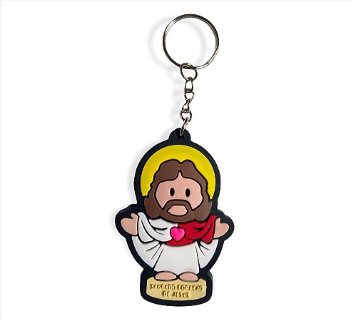 Chaveiro Emborrachado Sagrado Coração de Jesus