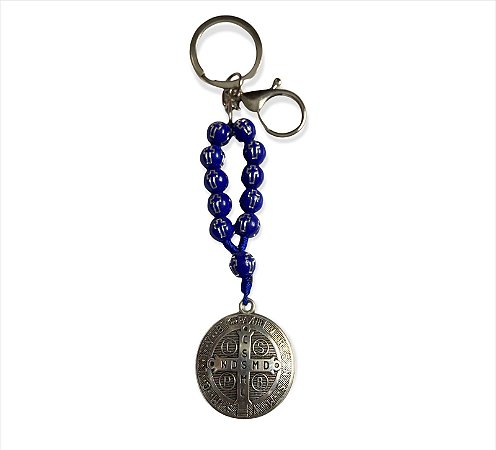 Chaveiro Mosquetão 3D Medalha de São Bento Azul