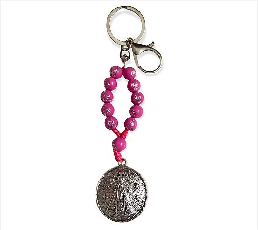 Chaveiro Mosquetão 3D Nossa Senhora Aparecida Rosa