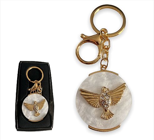 Chaveiro Strass Metal Perola Divino Espirito Santo