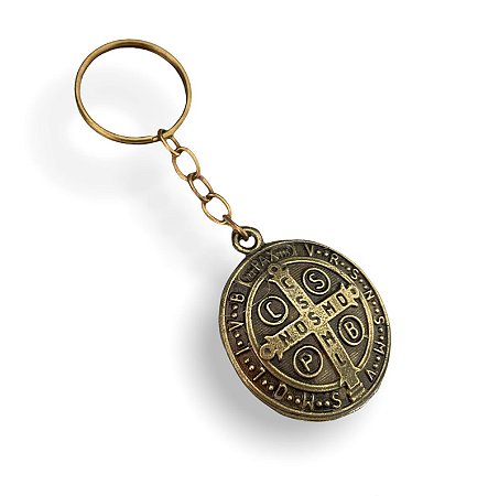 12 Chaveiros Medalha de São Bento 3D Metal Zamak