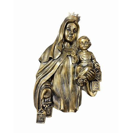 Adorno Porta Parede Nossa Senhora do Carmo Resina 35cm