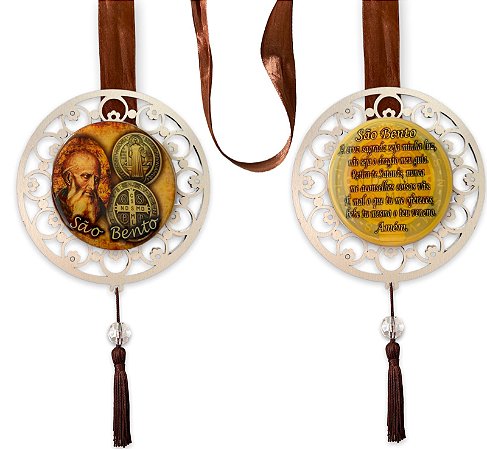 Adorno de Porta Medalha de São Bento Duplo Resinado