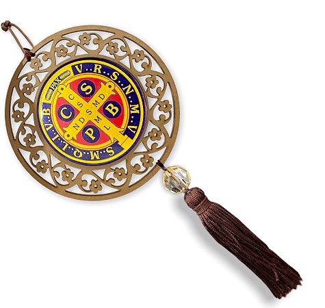 Adorno de Medalha de São Bento Mandala 26cm