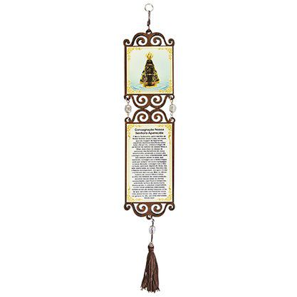 Adorno de Porta Madeira Nossa Senhora Aparecida Duplo 45cm