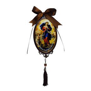 Adorno Enfeite de Porta Madeira Nsa Desatadora dos Nós 30cm