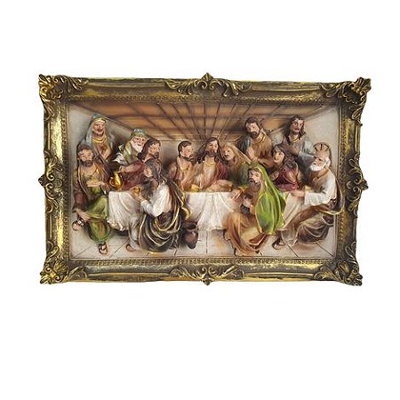 Quadro Santa Ceia Resina Importada 42x10x27
