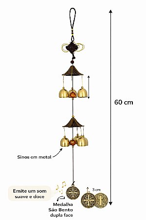 Sino Dos Ventos Medalha de São Bento 60cm
