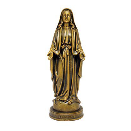 Imagem Nossa Senhora das Graças Mármore Pintura Bronze 20cm