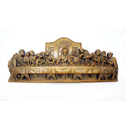 Imagem Santa Ceia em Mármore com Pintura em Bronze 16cm