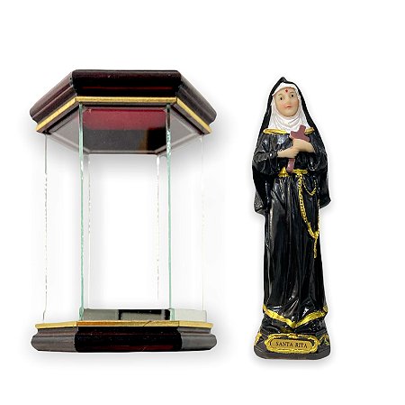 Redoma Oratorio com Imagem de Santa Rita de Cassia 17cm