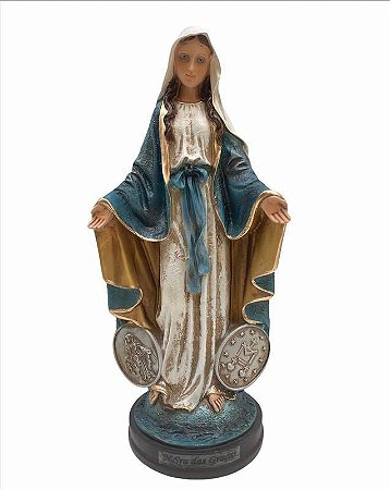 Imagem N Senhora das Graças Medalhas Resina Importada 40cm