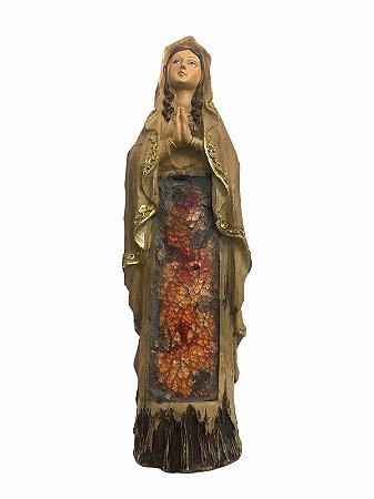 Imagem Nossa Senhora De Lourdes Vitral Resina Importada 30cm