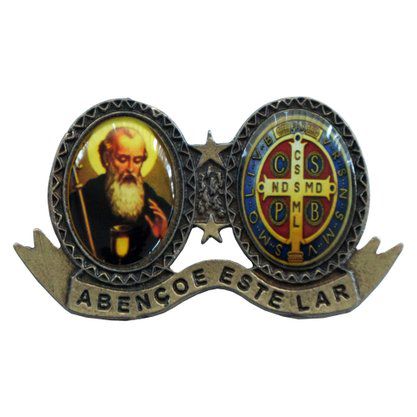 Medalha de Porta São bento Ouro Velho Abençoe este Lar