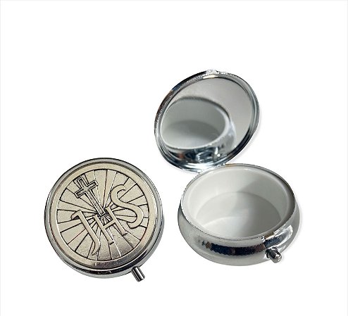 Teca Porta Hostia 5cm Eucaristia JHS Prata
