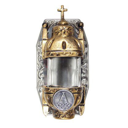 Pia Água Benta Nossa Senhora Aparecida em Metal Dourado 14cm
