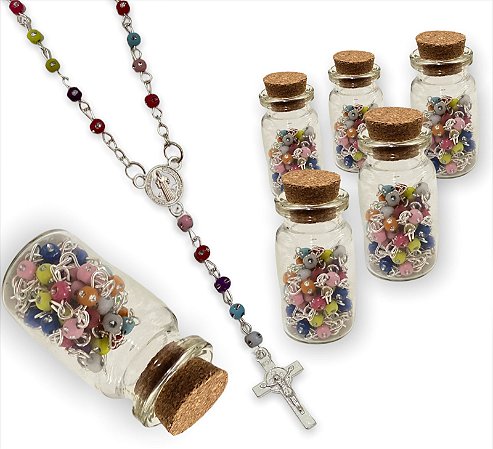 Terço Garrafinha Colorido Medalha de São Bento