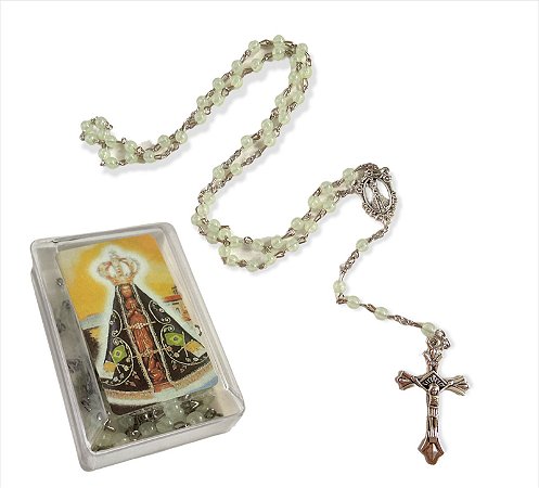 Terço Nossa Senhora Aparecida Fluorescente com Caixa 46cm