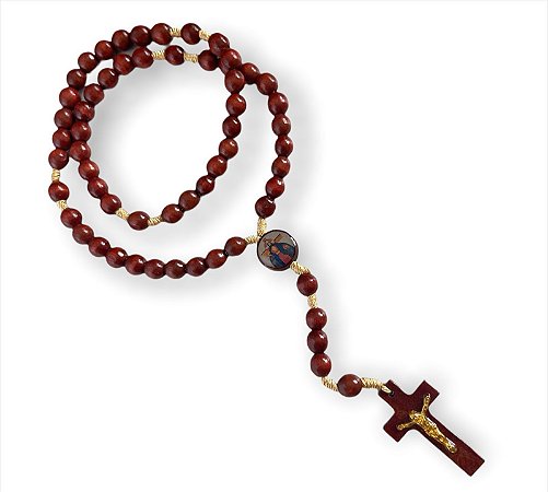 Terço Cordão Madeira Santa Chagas de Jesus 36cm