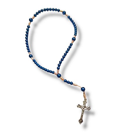 Terço Cordão liso 30cm Azul