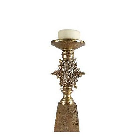 Castiçal Resina Dourado 21cm