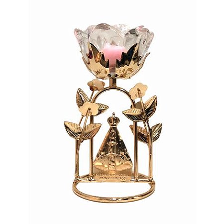 Castiçal Nossa Senhora Aparecida 13cm