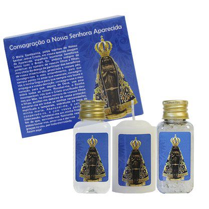 Kit Proteção Sal Vela Água Nossa Senhora Aparecida