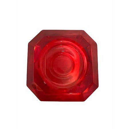 Porta Vela Vidro Cristal Quadrado Vermelho 6x3,5
