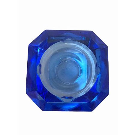 Porta Vela Vidro Cristal Quadrado Azul 6x3,5