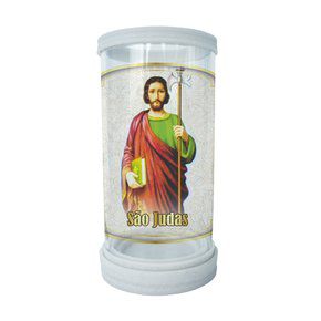 Porta Vela em Vidro e Mármore Sao Judas Tadeu 18cm