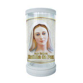 Porta Vela em Vidro e Mármore Nossa Sra Rainha da Paz 18cm