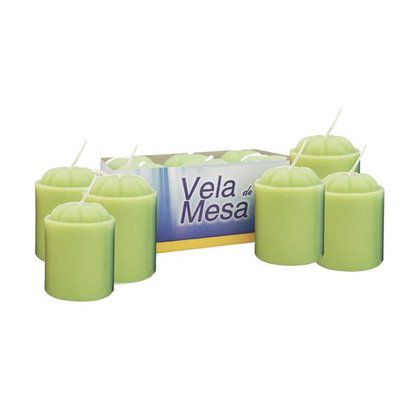 Vela de Mesa Verde - 6 Unidades