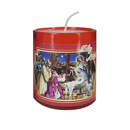 Vela Acrilica Natal Presépio vermelho perfumada