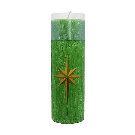 Vela Advento 20 cm x 7 cm Verde Texturizada - Estrela