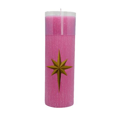 Vela Advento 20 cm x 7 cm Rosa Texturizada - Estrela
