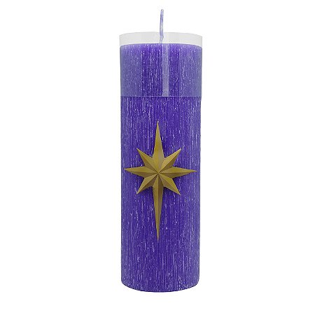 Vela Advento 20 cm x 7 cm Roxa Texturizada - Estrela