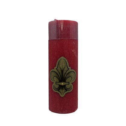 Vela Advento 20 cm x 7 cm Vermelha Texturizada - Flor de Lis