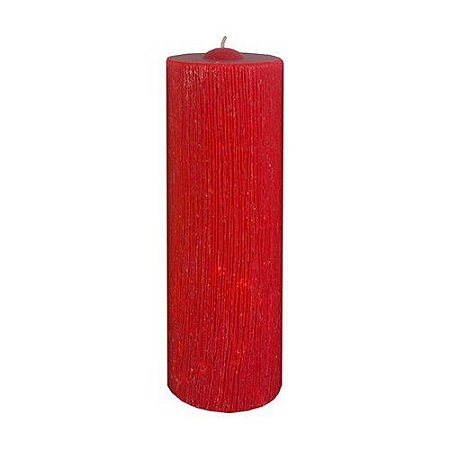 Vela Advento 20cm x 7cm Vermelha Texturizada