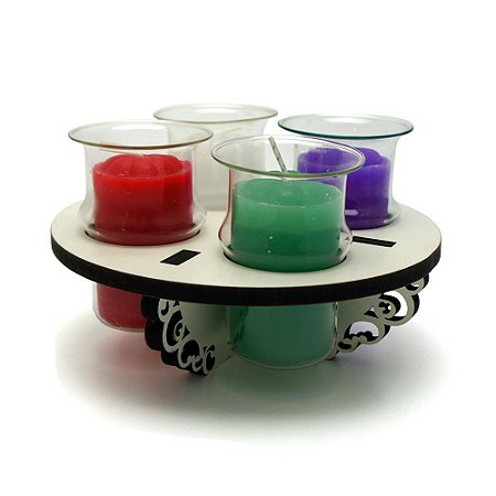 Coroa do Advento em MDF Branco com Velas
