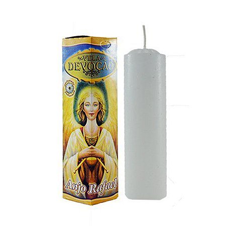 Vela Devoção Anjo São Rafael 13cm acompanha oração