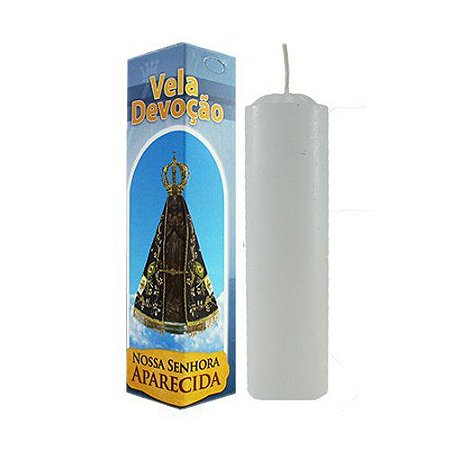 Vela Devoção Nossa Senhora Aparecida 13cm acompanha oração