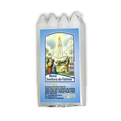 8 Velas Maço Premium n°5 Nossa Senhora de Fátima 13cm