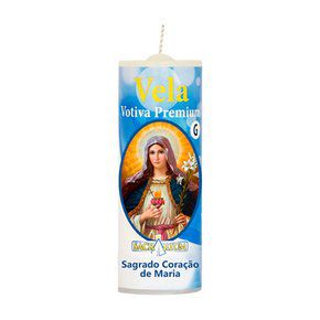 Vela Votiva G Premium Sagrado Coração de Maria 15cm