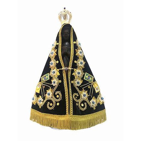 Imagem Nossa Senhora Aparecida Madeira Com Manto Luxo 40cm