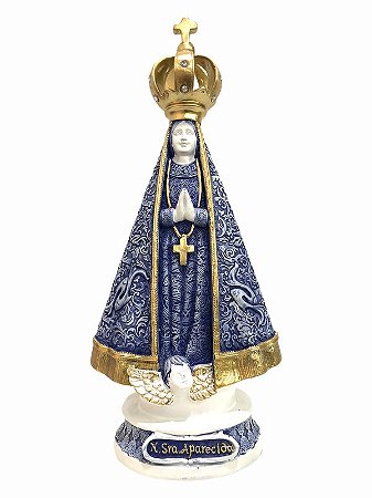 Imagem Nossa Senhora Aparecida Resina Importada 22cm Azul