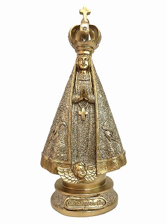 Imagem Nossa Senhora Aparecida Resina Importada 22cm Dourada