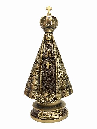 Imagem Nossa Senhora Aparecida Resina Importada 22cm Dourada