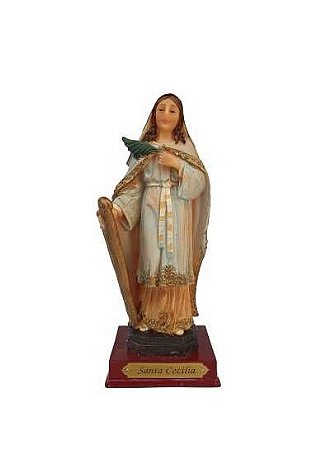 Imagem Santa Cecilia Resina Importada 17cm