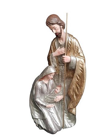 Sagrada Familia Imagem Luxo Resina Importada Prata 45cm